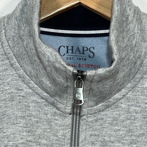 Chaps 1/4 Zip Mock Neck Sweatshirt Mens Size Medium Gray Embroidered - Picture 4 of 9